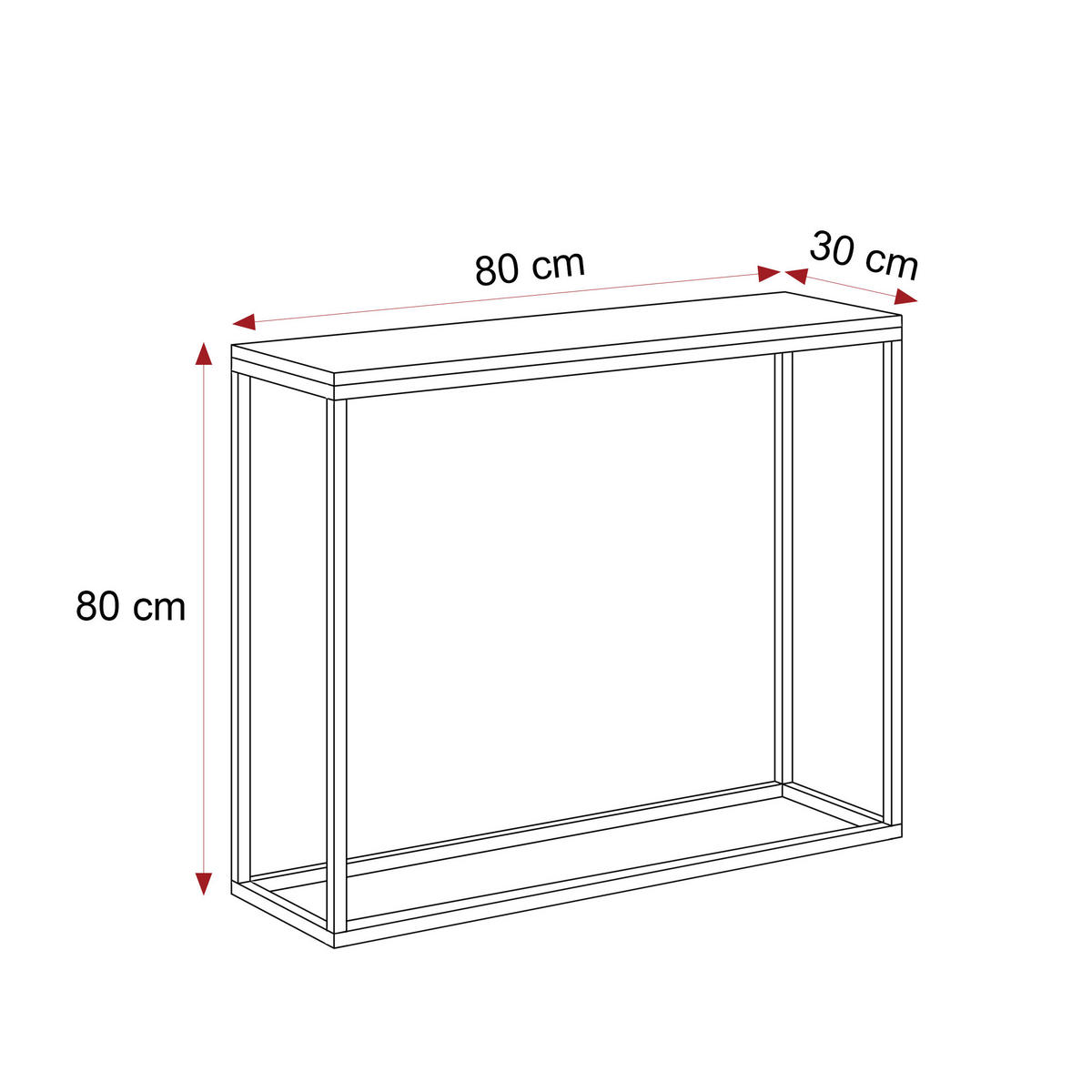 KONSOLENTISCH IRMA in 80/30/80 cm, Weiß matt - Weiß, Holzwerkstoff/Metall (30/80/80cm) - Idohome