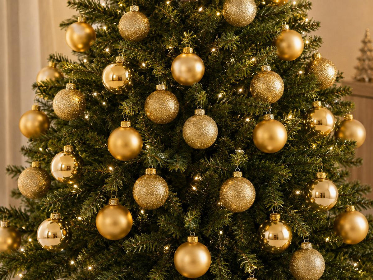 WEIHNACHTSKUGEL-SET bunt 42 Stück, 7 cm, Glas - Goldfarben, Glas (30/50/60cm) - LAALU