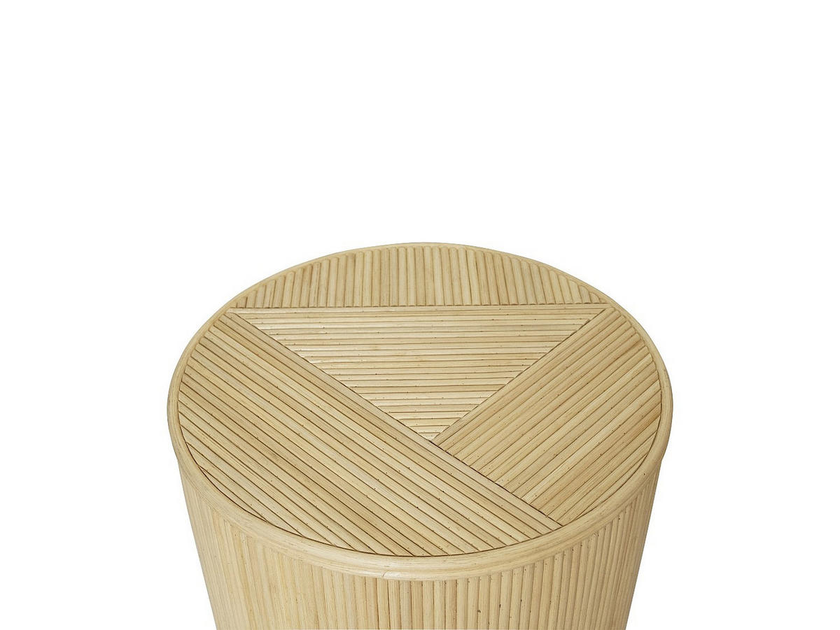 BEISTELLTISCHE rund 2er-Set mit Stauraum - Rattan - 50 x 46 cm & 39,5 x 36 cm - Holzfarben hell - GABES - Naturfarben, Holzwerkstoff (50/50/46cm) - Vente-Unique