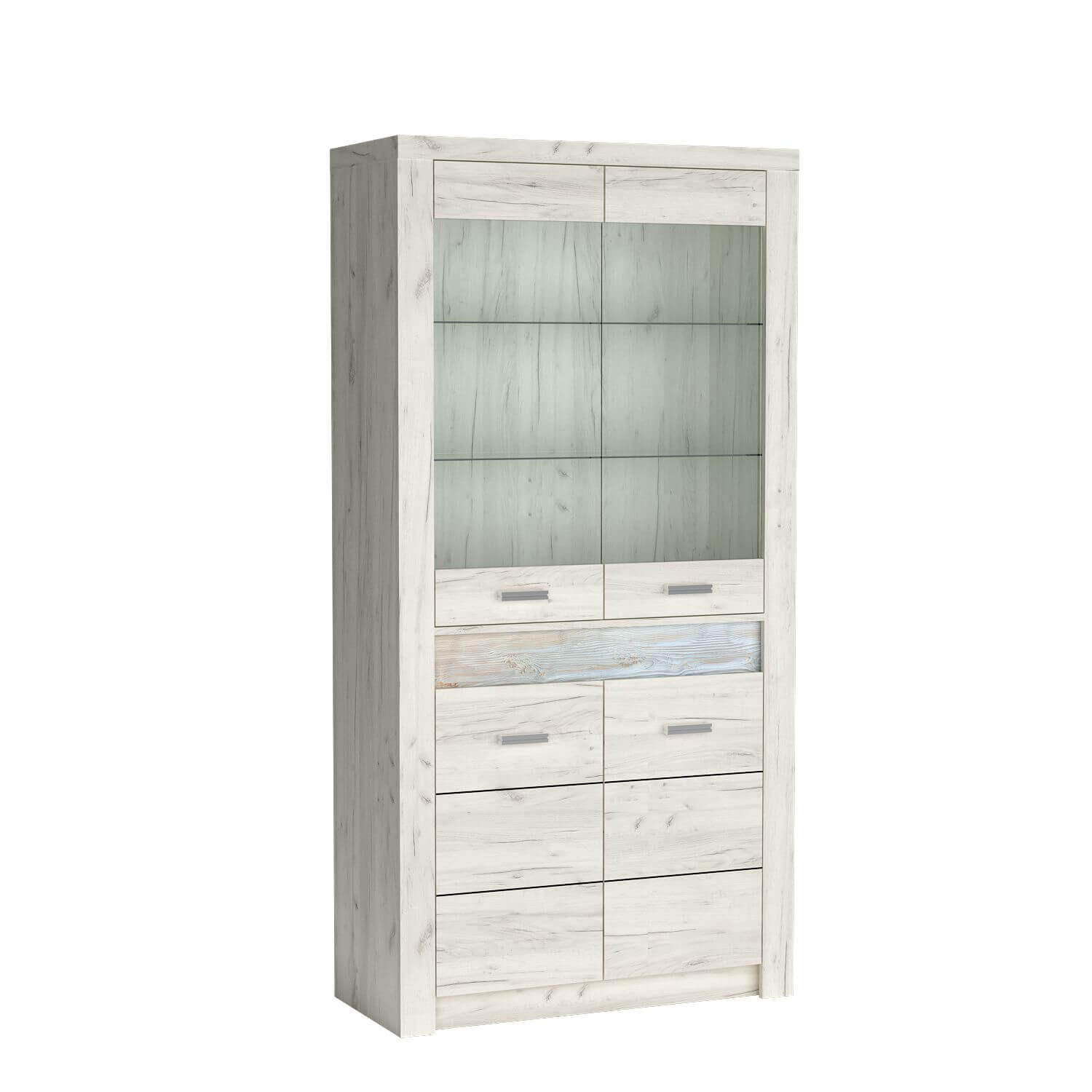 VITRINE Indianapolis I-3 96 x 192 x 42 cm Kraft Weiß - Weiß, Holzwerkstoff/Metall (96/192/42cm)