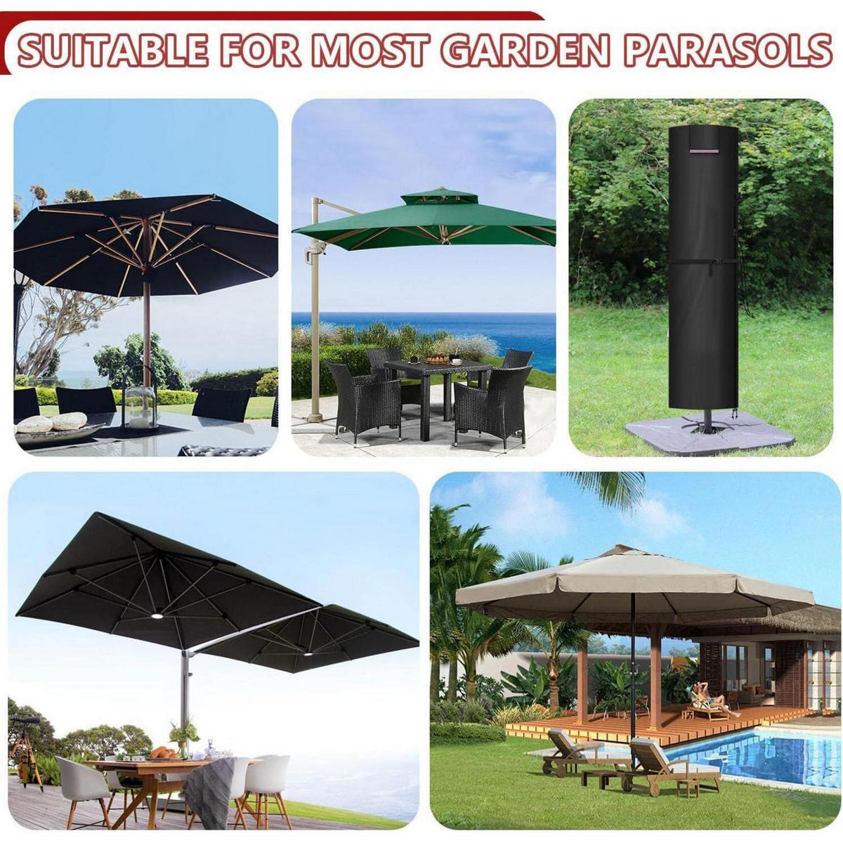 AMPELSCHIRM Schutzhülle Wasserdicht 260 cm - Schwarz, Kunststoff (1/1/1cm)