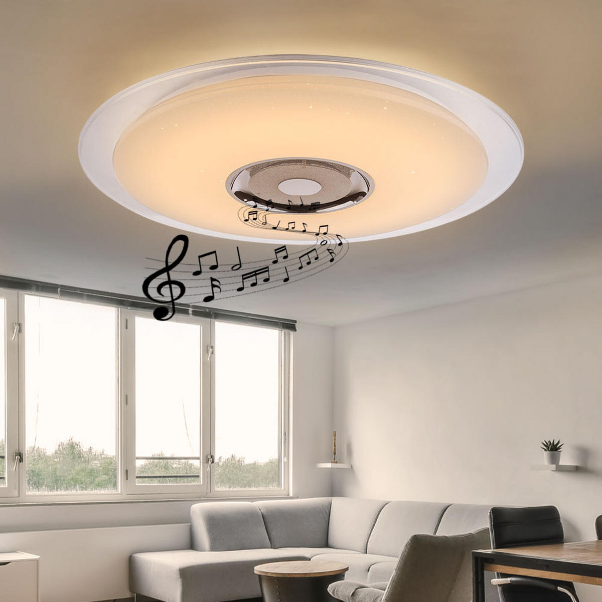 LED DECKENLEUCHTE Tune Silber Metall Acryl - Silberfarben, Metall (60/60/6.1cm) - Globo Lighting