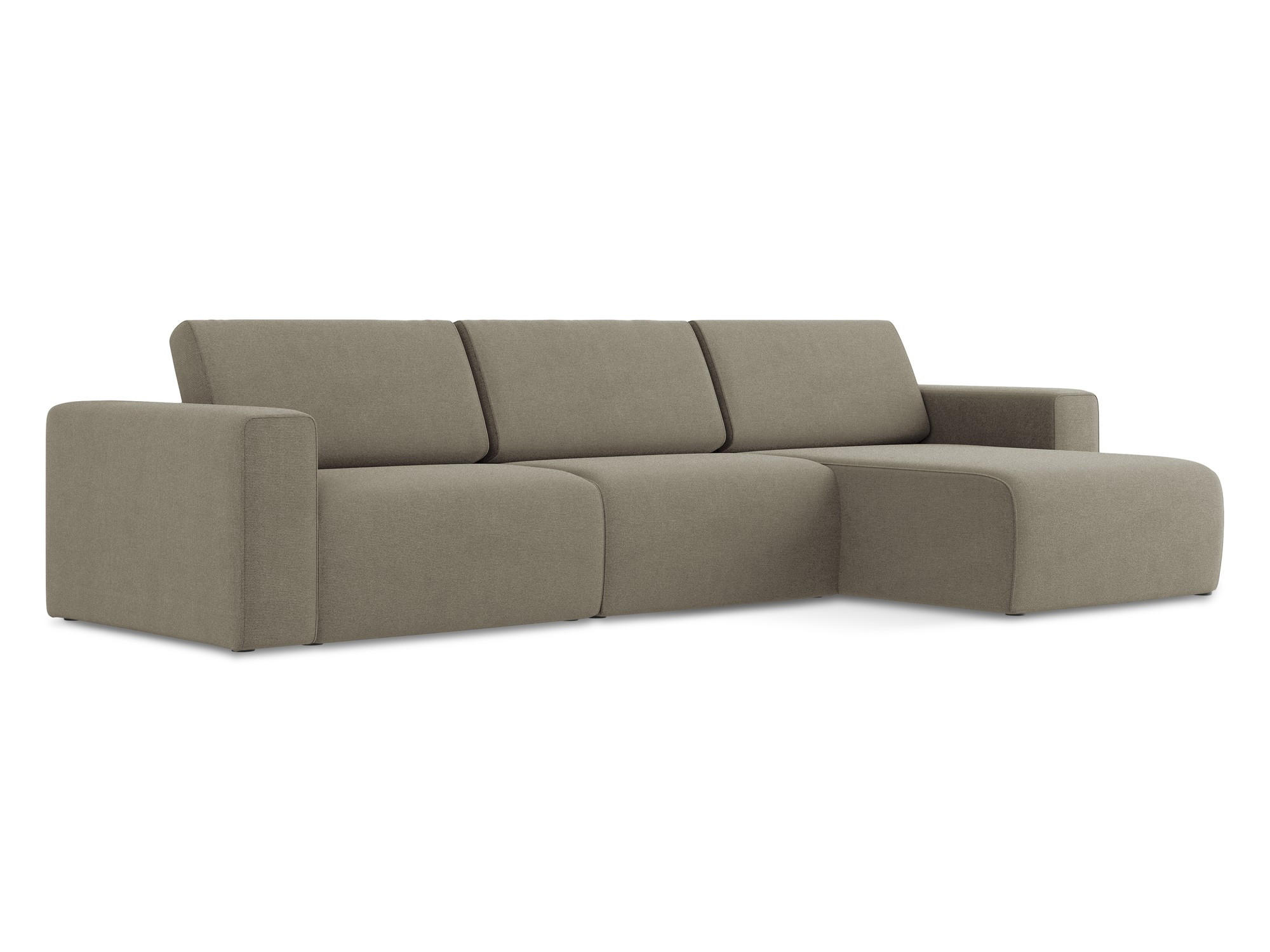 ECKSOFA Links Strukturstoff Stoff Beige - Beige/Schwarz, Kunststoff/Textil (314/167cm) - Makamii