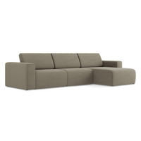 ECKSOFA Links Strukturstoff Stoff Beige - Beige/Schwarz, Kunststoff/Textil (314/167cm) - Makamii