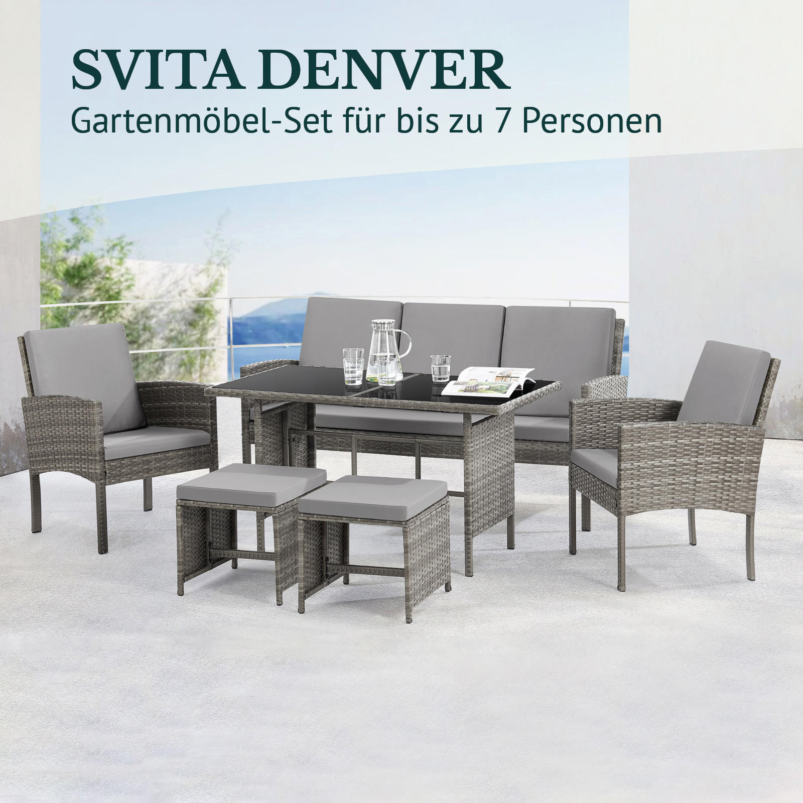 SITZGRUPPE Denver Grau - Grau, Kunststoff - SVITA