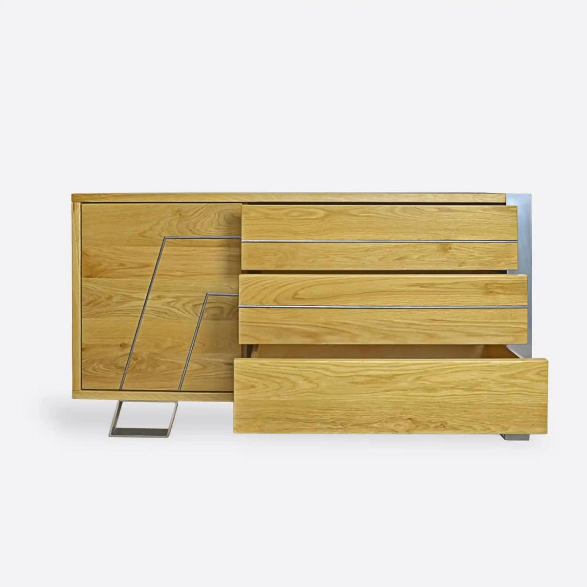 FERNSEHSCHRANK auf Metallbeinen Industrie Look BORA - Eichefarben, Holz (130/60/40cm) - Rawood Furniture