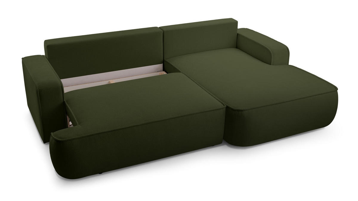 ECKSOFA L Form Ablia Dunkelgrün 267/168/87 cm mit Schlaffunktion R - Schwarz/Grün, Kunststoff/Textil (267/168cm) - AX Living