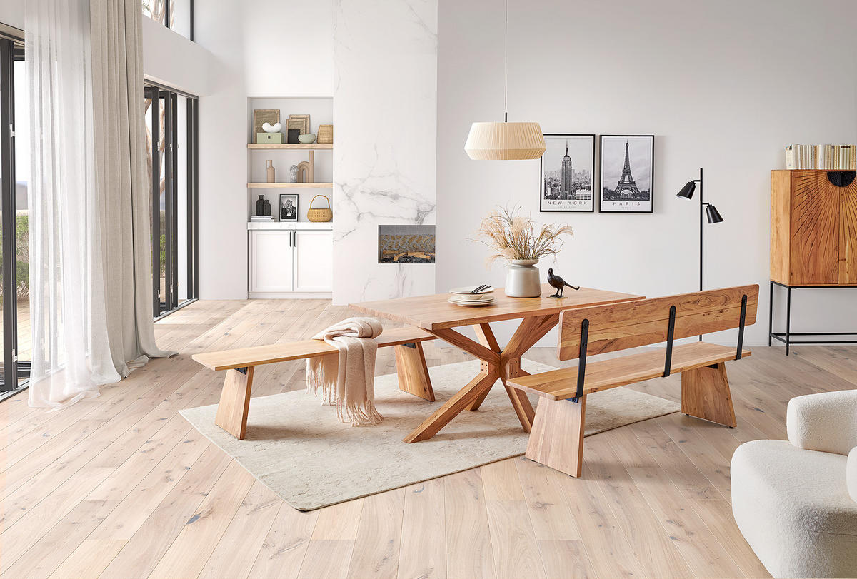 SITZBANK - Akazie massiv - Akaziefarben, Holz (175/45/40cm) - home24