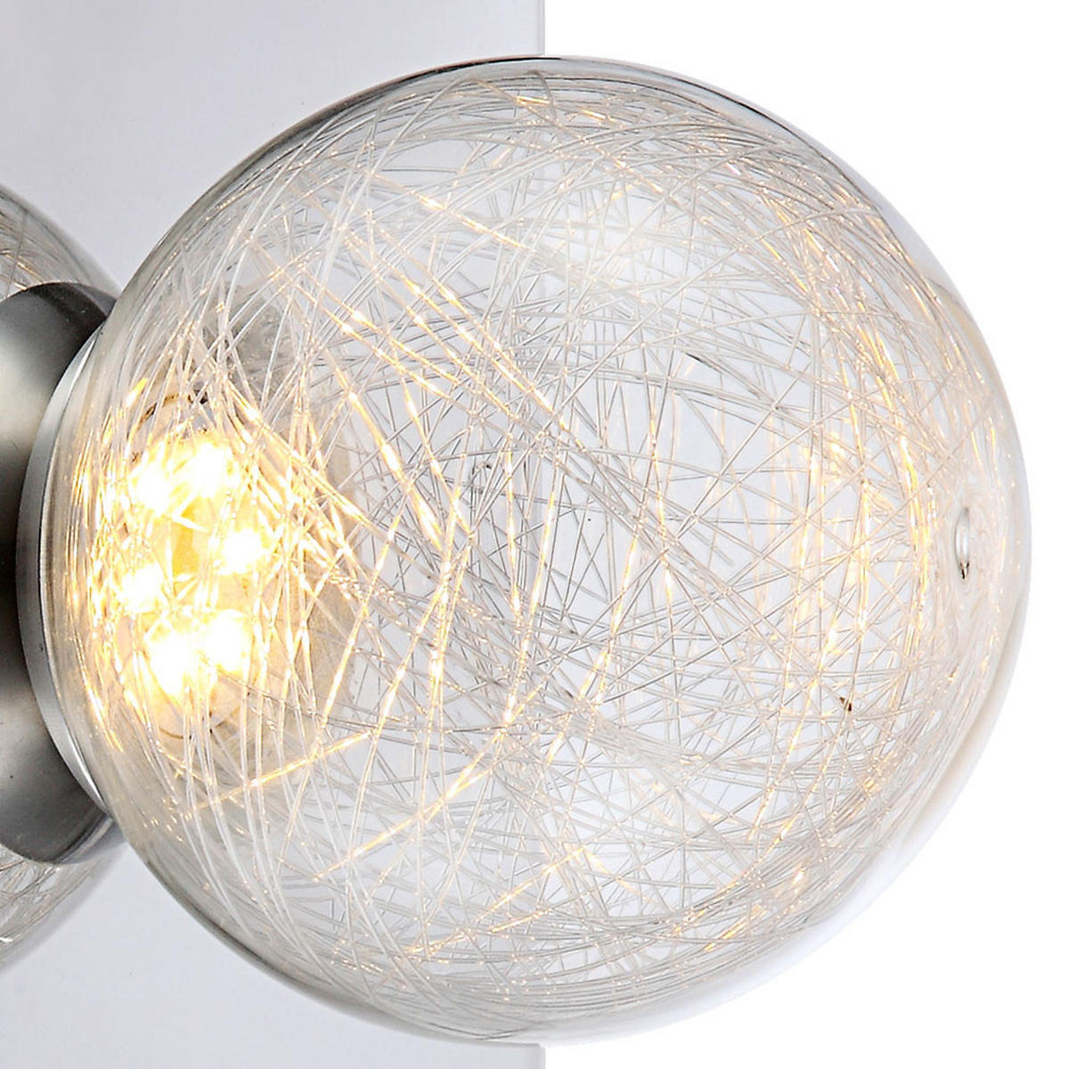 LED WANDLEUCHTE Chrom klar Glaskugel - Silberfarben, Glas (15/15/12.5cm) - Globo Lighting