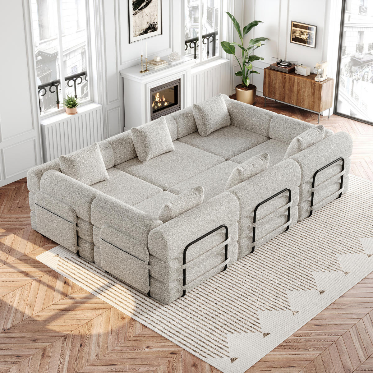 SITZGARNITUR DE-34539 modular Khaki - Sandfarben, Metall (183.8/69.8/274cm) - ComfortXL
