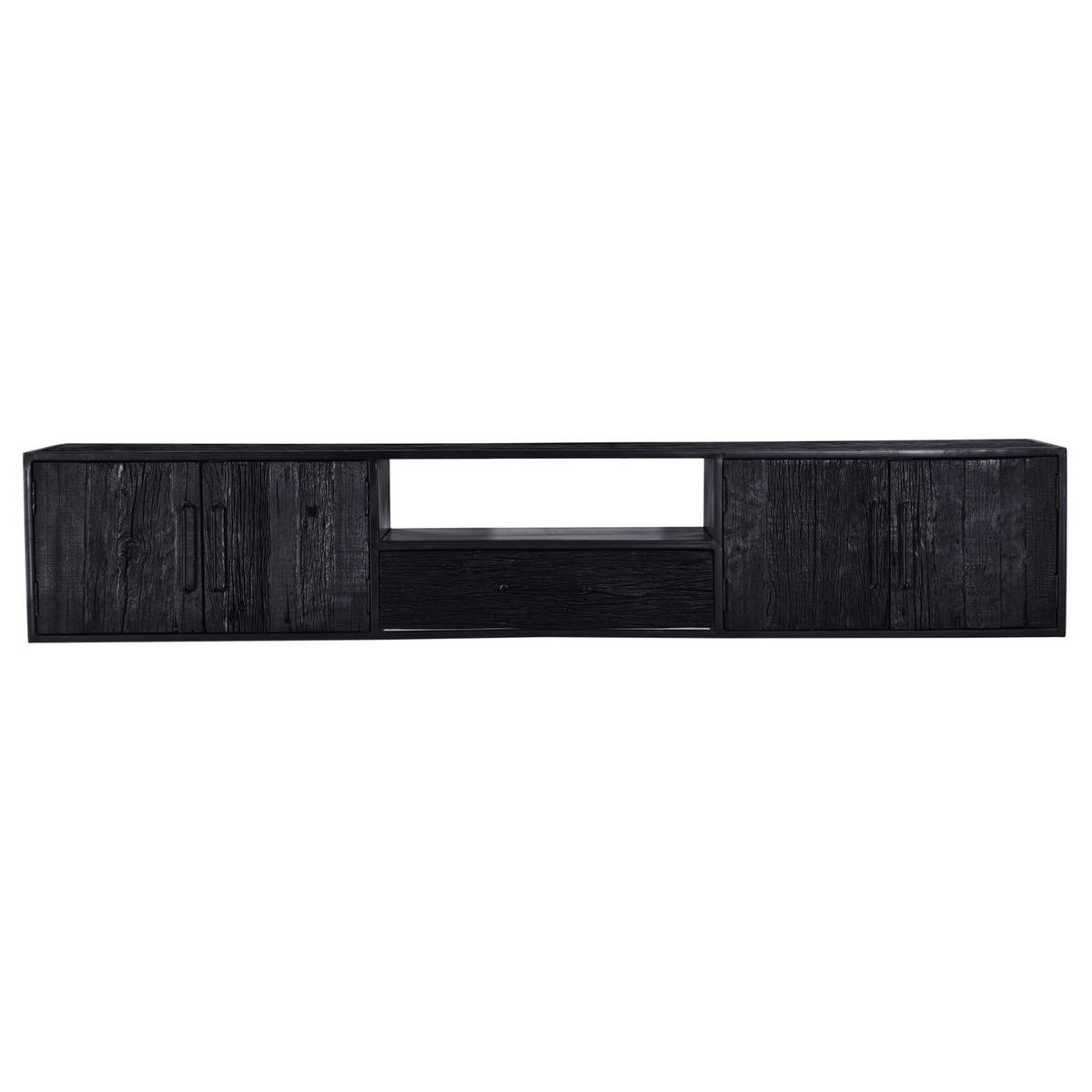 TV-MÖBEL schwebend recyceltem Holz 240cm, schwarz - Schwarz, Holz (240/44/40cm) - Giga Meubel