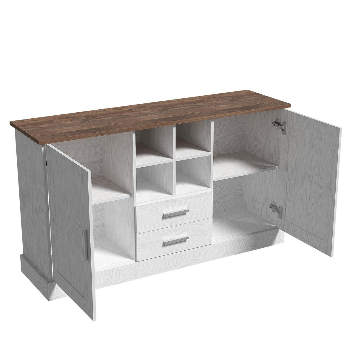 SIDEBOARD mit 2 Türen und 2 Schubladen 140 x 40 x 79,5 cm Brown White Wood - Braun, Holzwerkstoff (140/79.5/40cm) - Meubliv