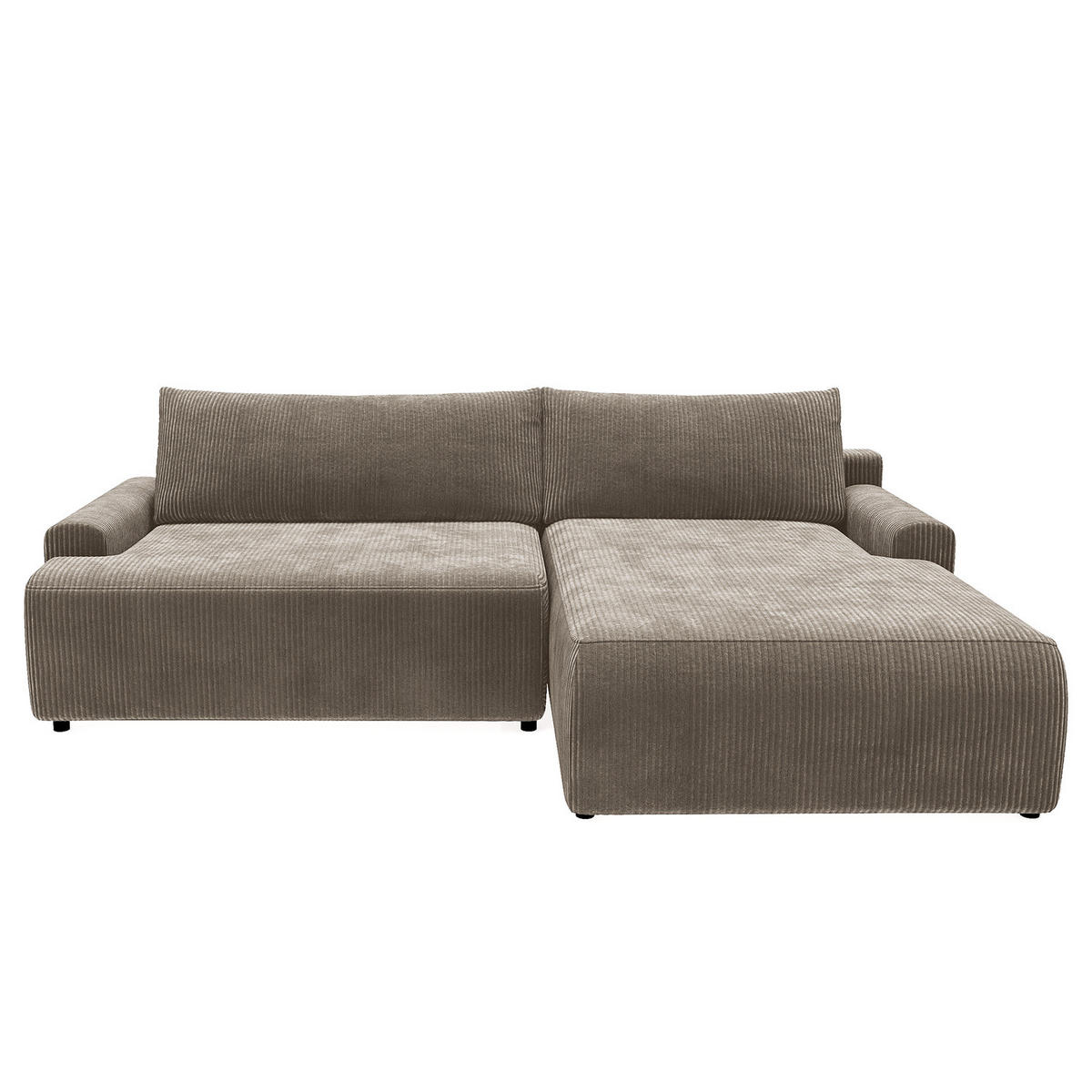 ECKSOFA mit Schlaffunktion - Longchair - Hellgrau/Schwarz, Kunststoff/Textil (253/167cm) - home24
