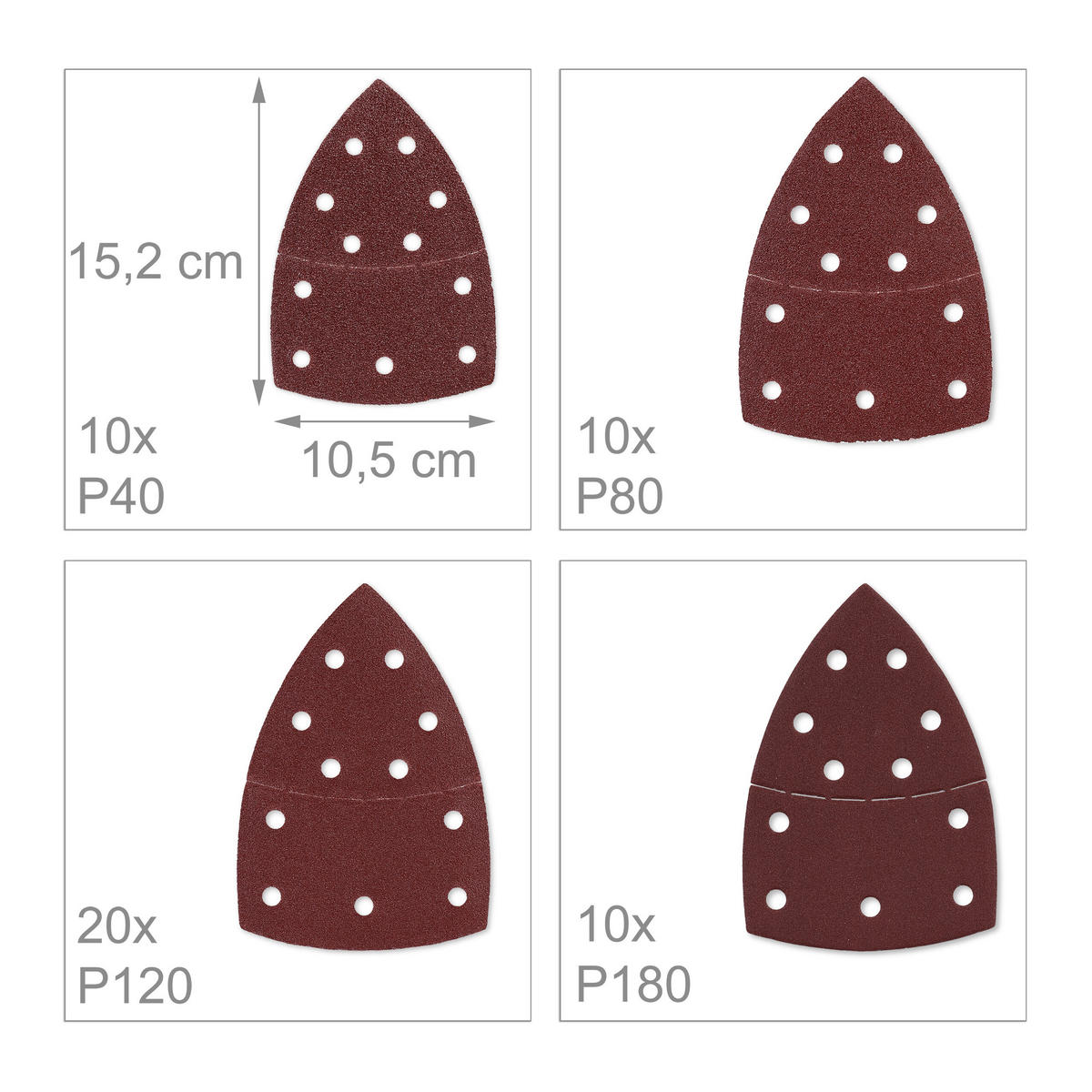 50XSCHLEIFPAPIER - Braun, Metall (0.1/10.5/15.2cm) - Relaxdays