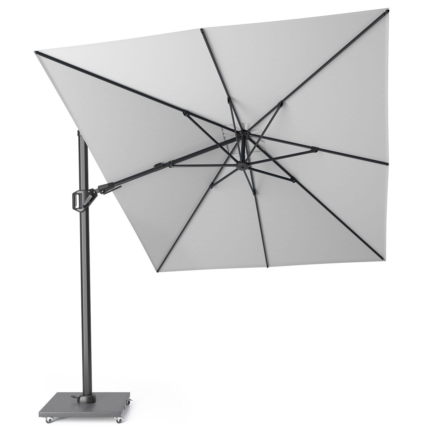 AMPELSCHIRM rechteckig 3.5 x 2.6 m Challenger T² Basic 360° kippbar weiss/anthrazit - Weiß, Metall (260/350cm) - Platinum