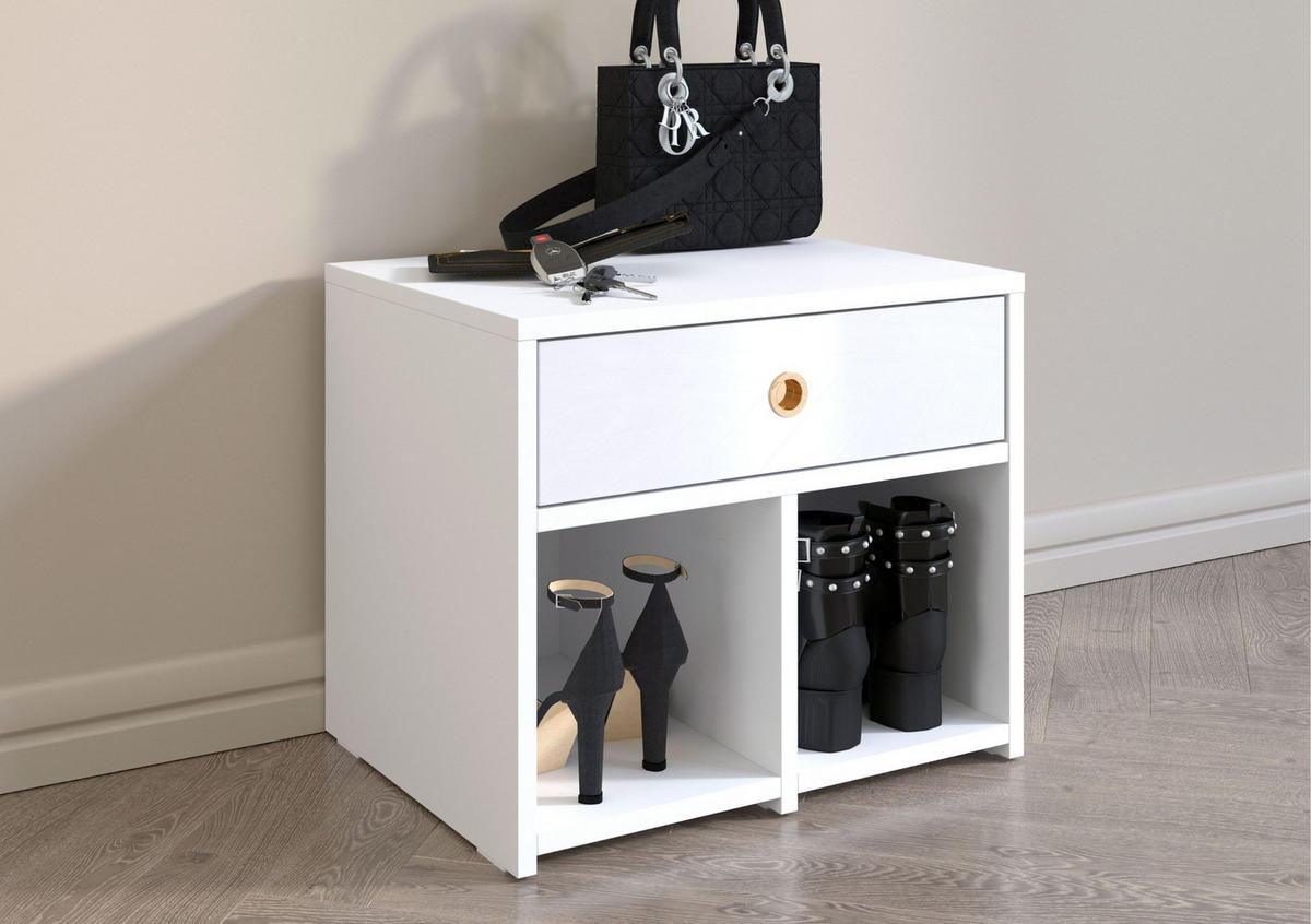SCHRANK Mirage, mit goldenem Griff, Weiß - Weiß, Holzwerkstoff (54.1/40/46.2cm) - Dancan