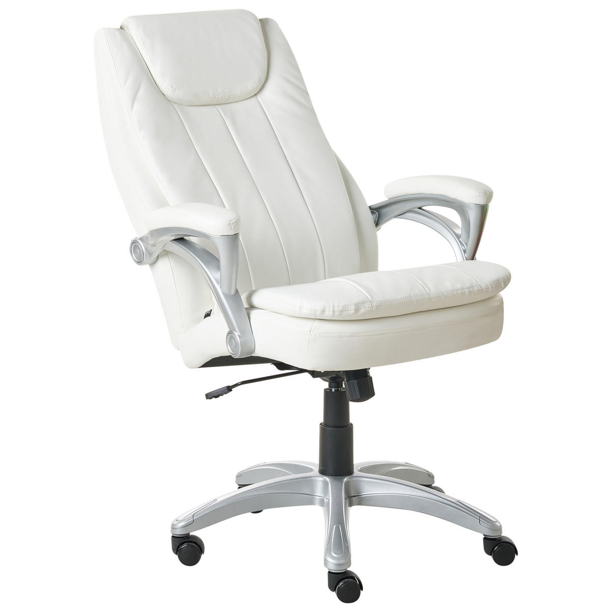 CHEFSESSEL Kunstleder Cremeweiß Chief - Weiß, Kunststoff (71/119/71cm) - Beliani