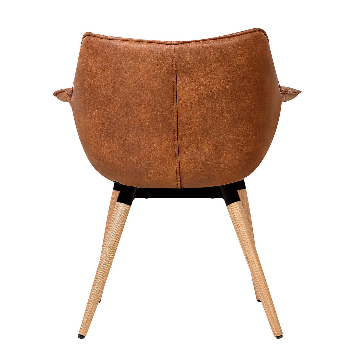 ARMLEHNENSTUHL - Microfaser / Eiche massiv - Cognac, Textil (70/81/64cm) - home24