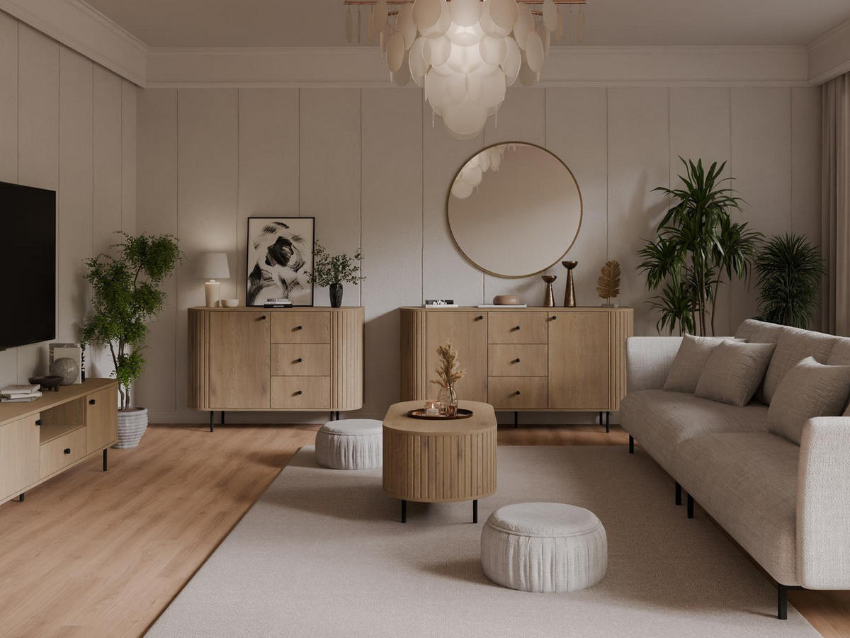 KOMMODE mit Schubladen eiche cremona OVI - Braun, Holzwerkstoff (165/85/42cm) - Compleo24