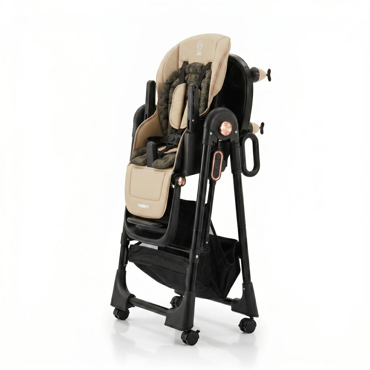 BABYHOCHSTUHL EXPLORE | Verwandlungsfähig | Beige und Schwarz - Beige/Schwarz, Leder/Kunststoff (69/110/110cm) - Twinky