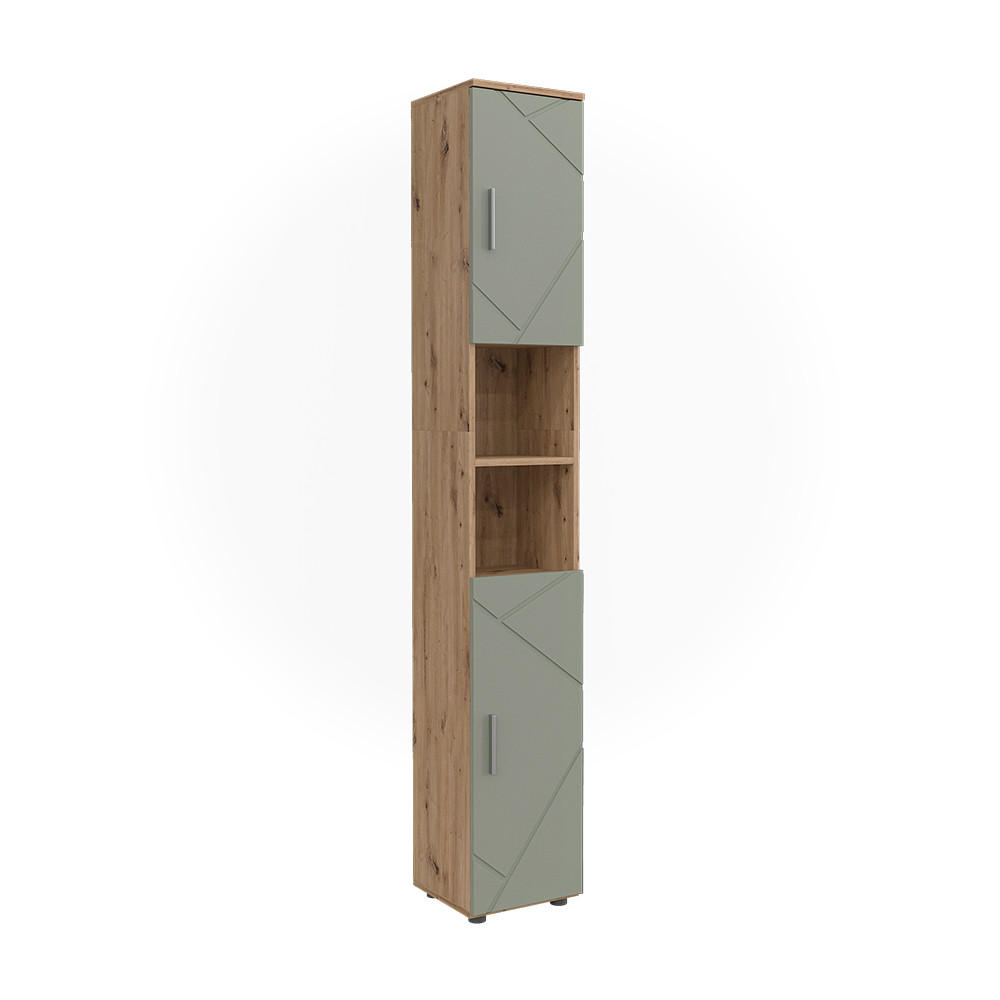 BADSCHRANK Irma Salbeigrün 30 x 192 cm - Salbeigrün, Holzwerkstoff (30/192/30cm) - Vicco