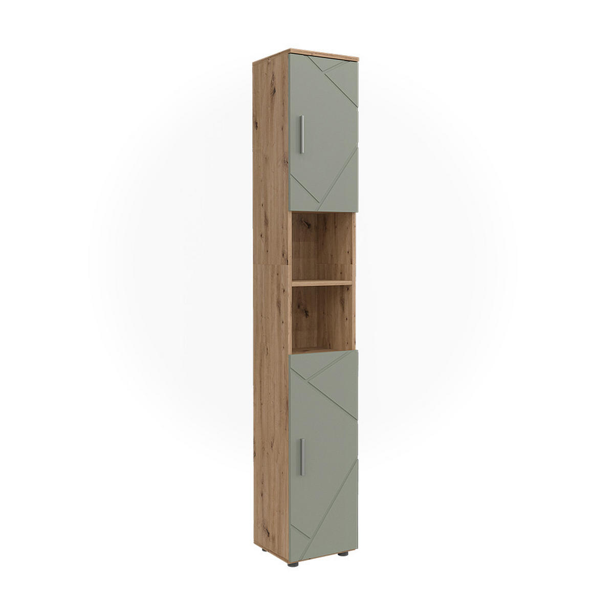 BADSCHRANK Irma Salbeigrün 30 x 192 cm - Salbeigrün, Holzwerkstoff (30/192/30cm) - Vicco