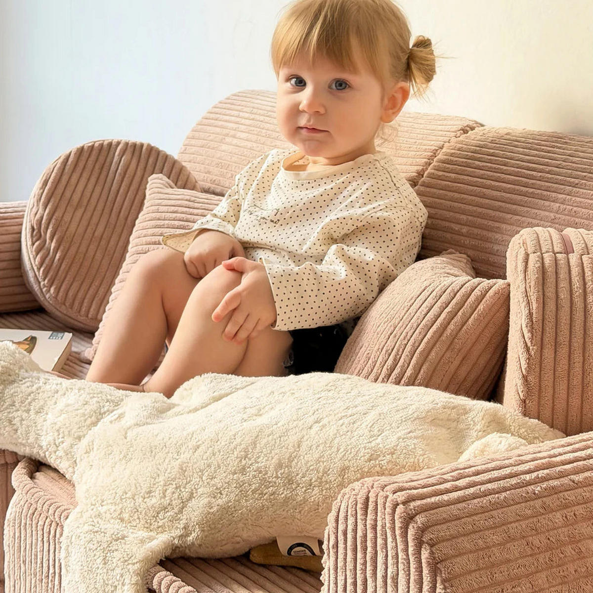 KINDERSOFA AESTHETIC 120 cm Cord Rosa 10 Stk - Rosa, Textil (60/12.5/120cm) - MeowBaby