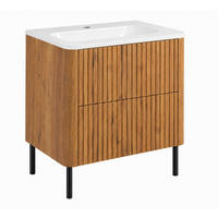 BADEZIMMERSCHRANK: Craft-Eiche, mit Waschbecken, Beine Schwarz, 60,7 x 44,4 x 64,9 cm - Eichefarben/Schwarz, Holzwerkstoff (60.3/63.4/43.7cm) - 3XE LIVING