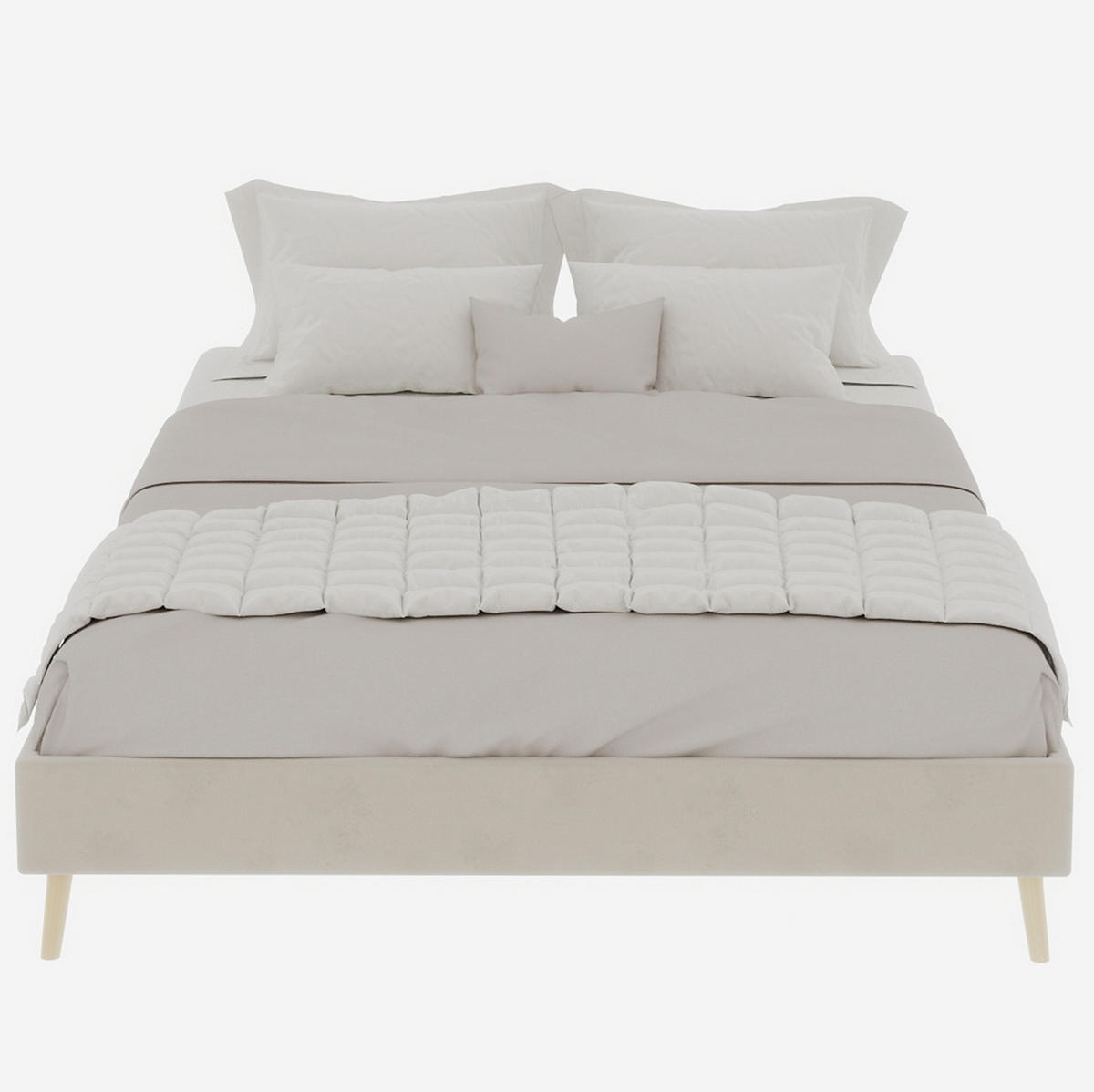 POSTEL 140/200 cm béžová z látky, kovu a dřevotřísky s moderním minimalistickým designem - béžová, textil (140/200cm) - OKWISH