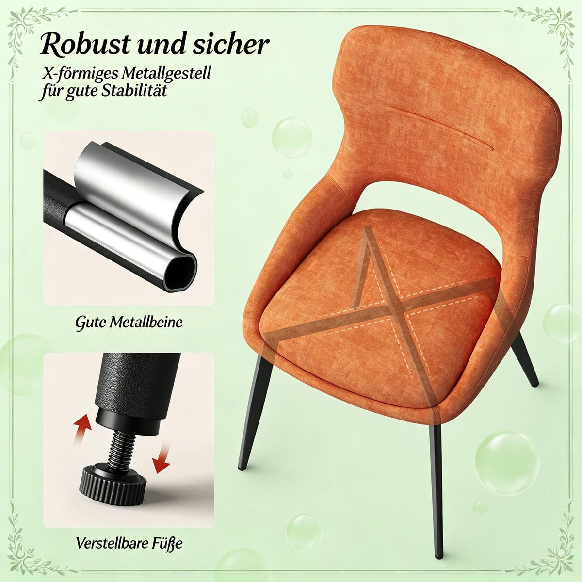 ARMLEHNSTUHL-SET DE-36192 2 Stück mit Lochmuster-Rückenlehne Orange - Orange, Metall (40/86/43cm) - ComfortXL