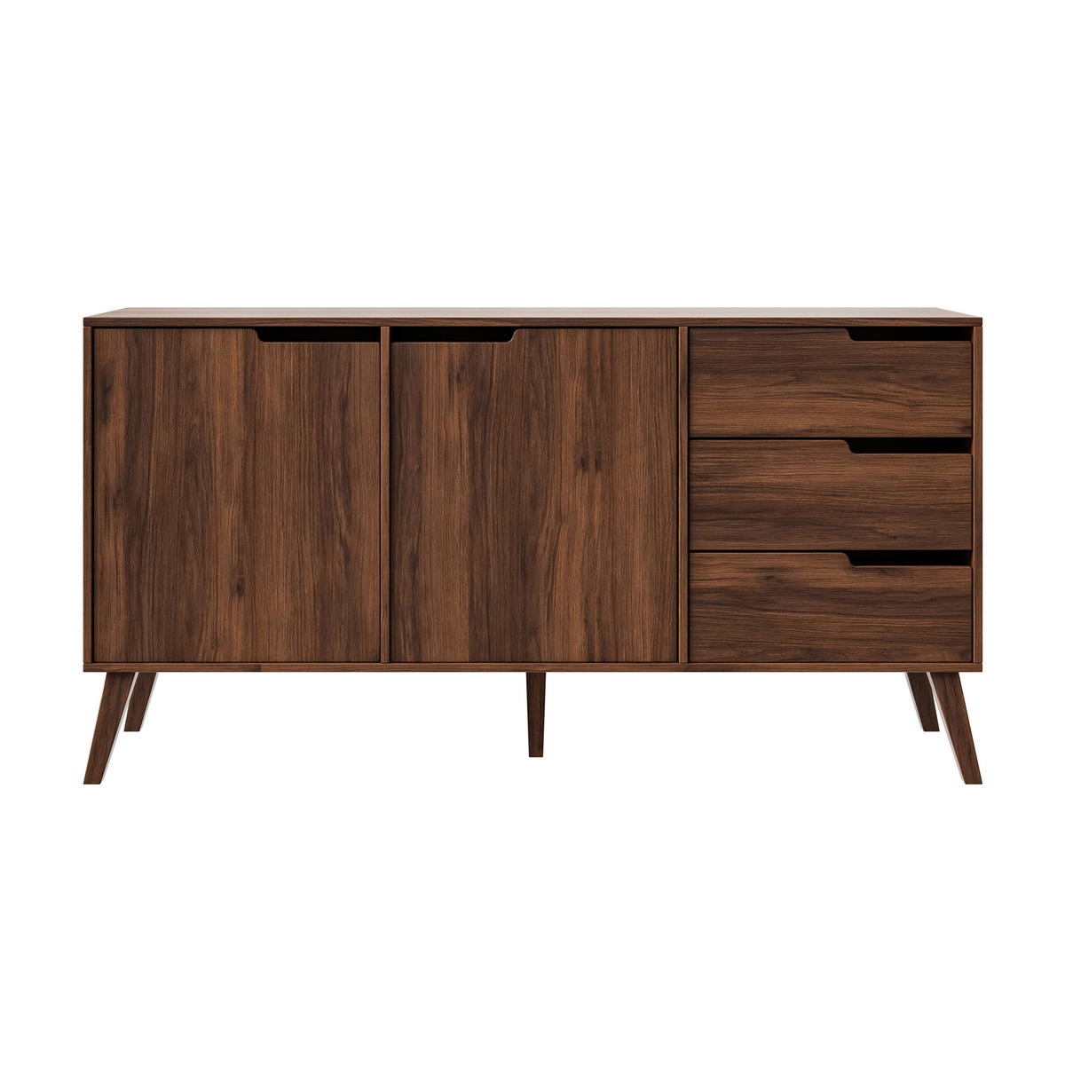 WOHNWAND Norel 2-teilig Kommode 160 cm + TV-Schrank 180 cm, Wallnuss - Walnussfarben, Holzwerkstoff (180/55/40cm) - Beautysofa