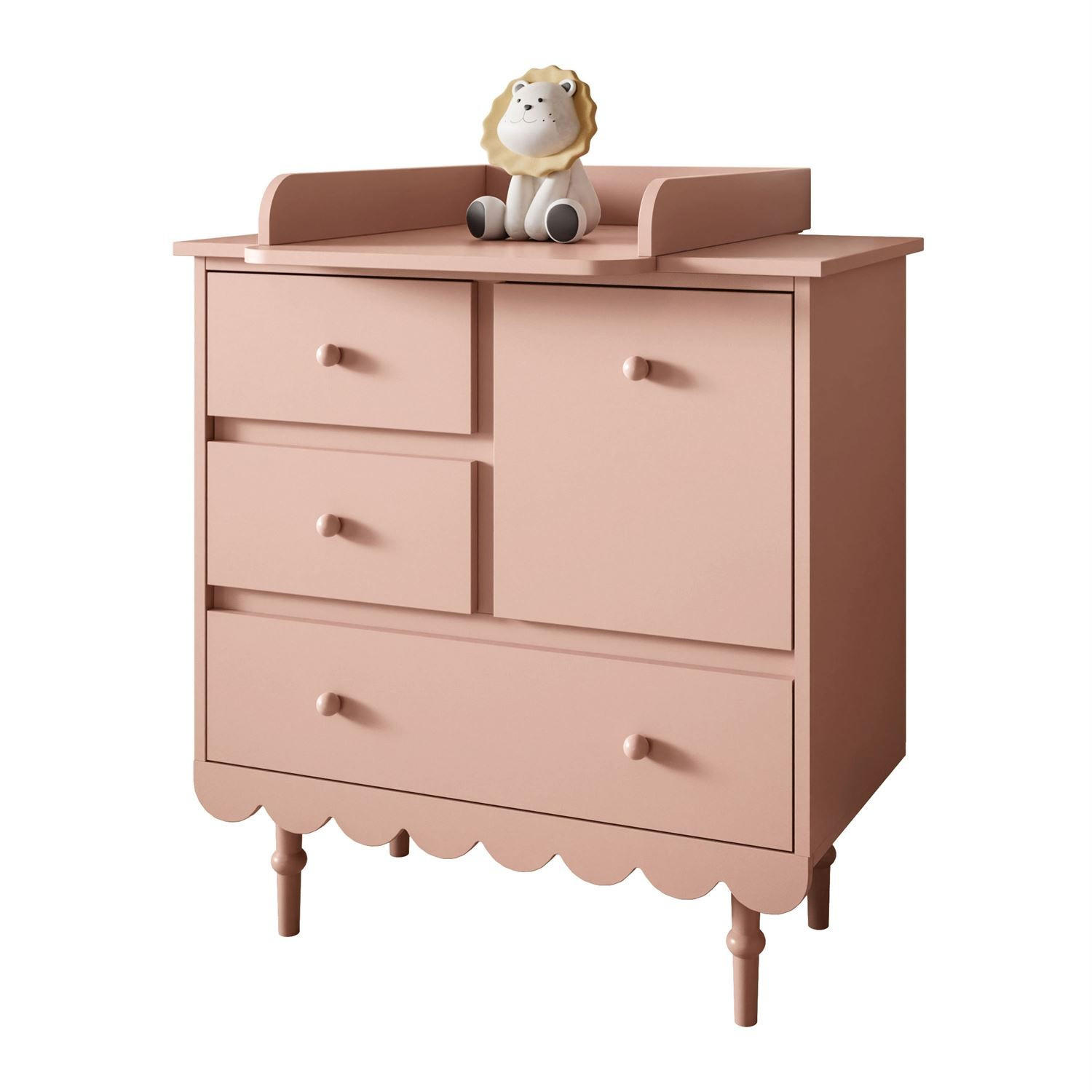 BABUSHKA Kommode mit Schubladen, mit Wickeltisch, Natürlich Rosa - Rosa, Holzwerkstoff (84/91/50cm)