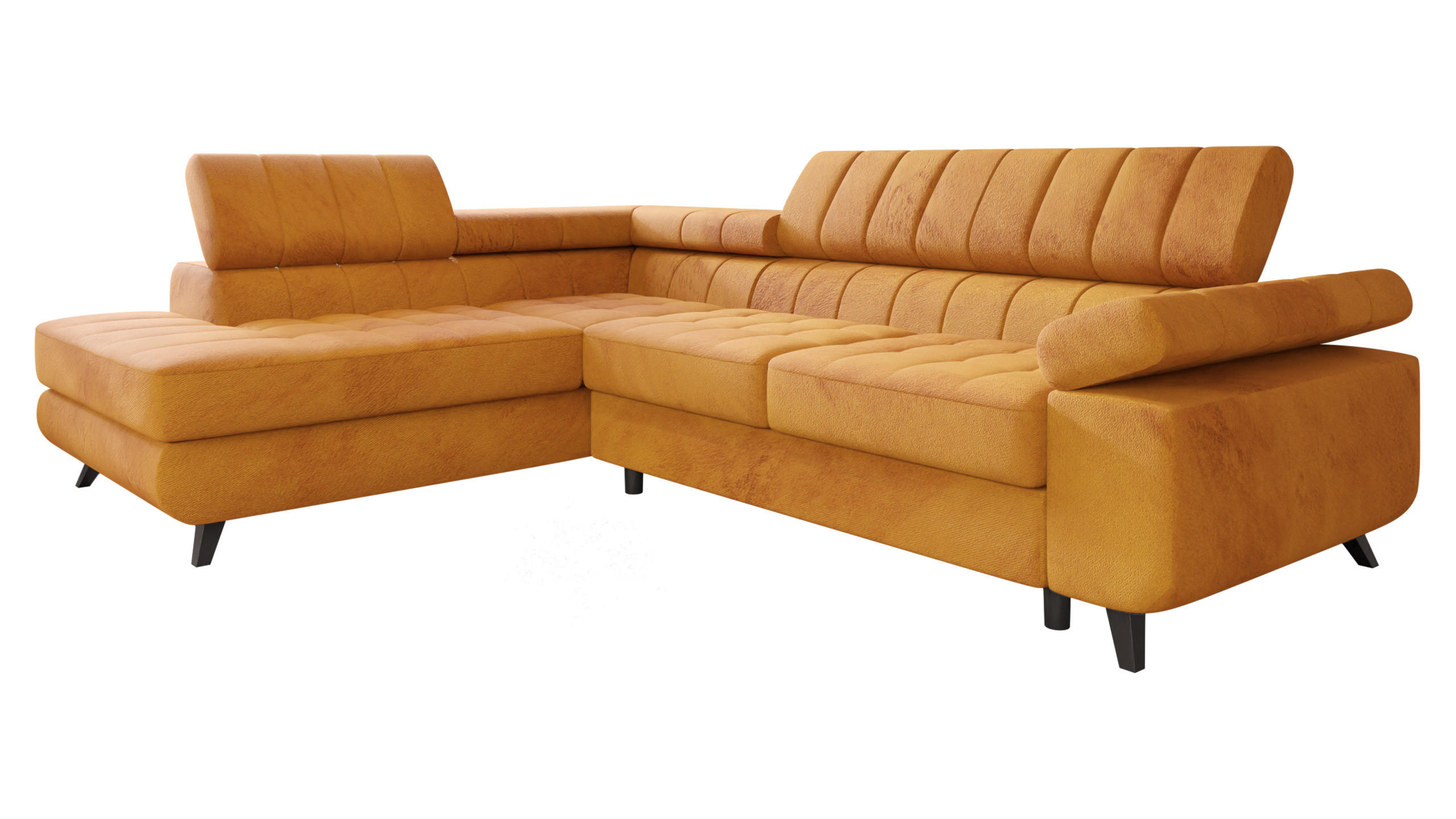 ECKSOFA Nord Premium, Seite: Links - Anthrazit/Gelb, Holz/Textil (264/203cm) - MIRJAN24