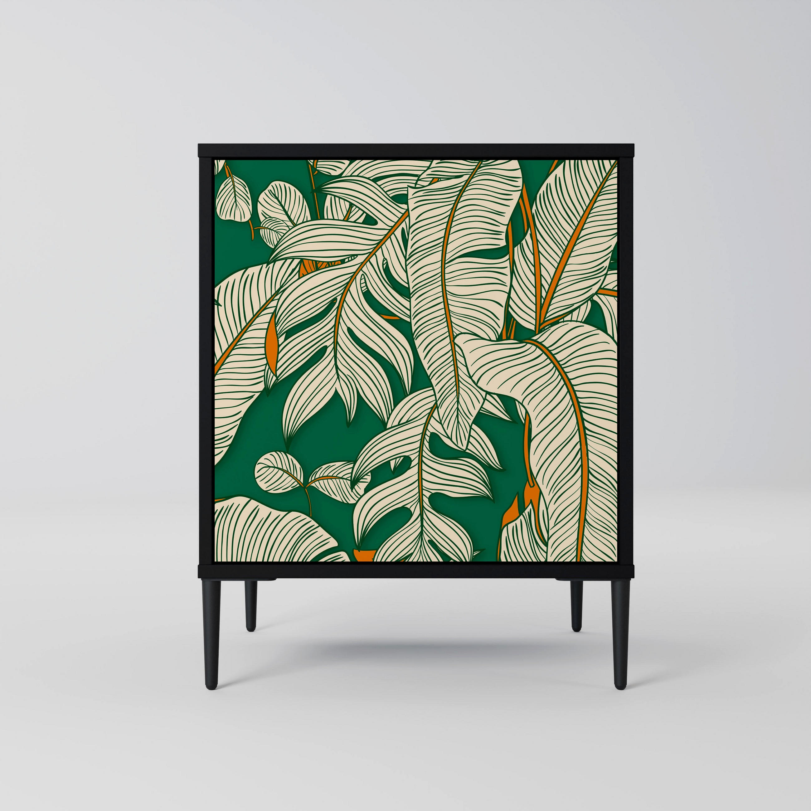 SIDEBOARD VERDANT PLEASURES, Schwarz, 57,5x42x72,5 cm, Schwarze Metallfüße - Multicolor/Schwarz, Holzwerkstoff/Metall (57.5/72.5/42cm) - SpaceRebels
