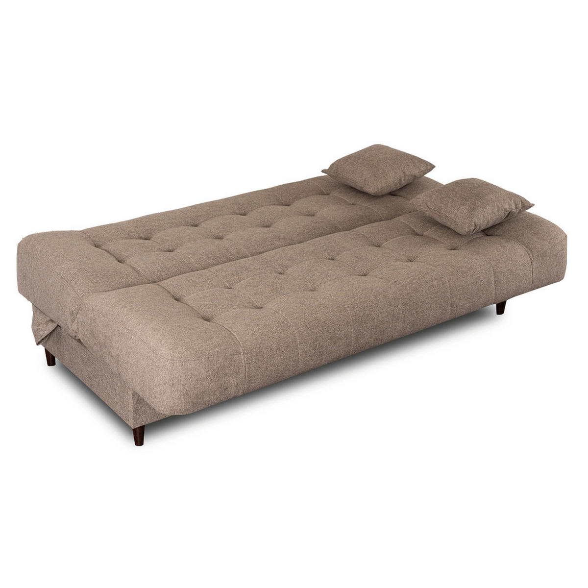 SOFA NEPAL ausziehbar mit Schlaffunktion Beige - Bronzefarben/Braun, Holz/Textil (187/95/87cm) - makarowski meble