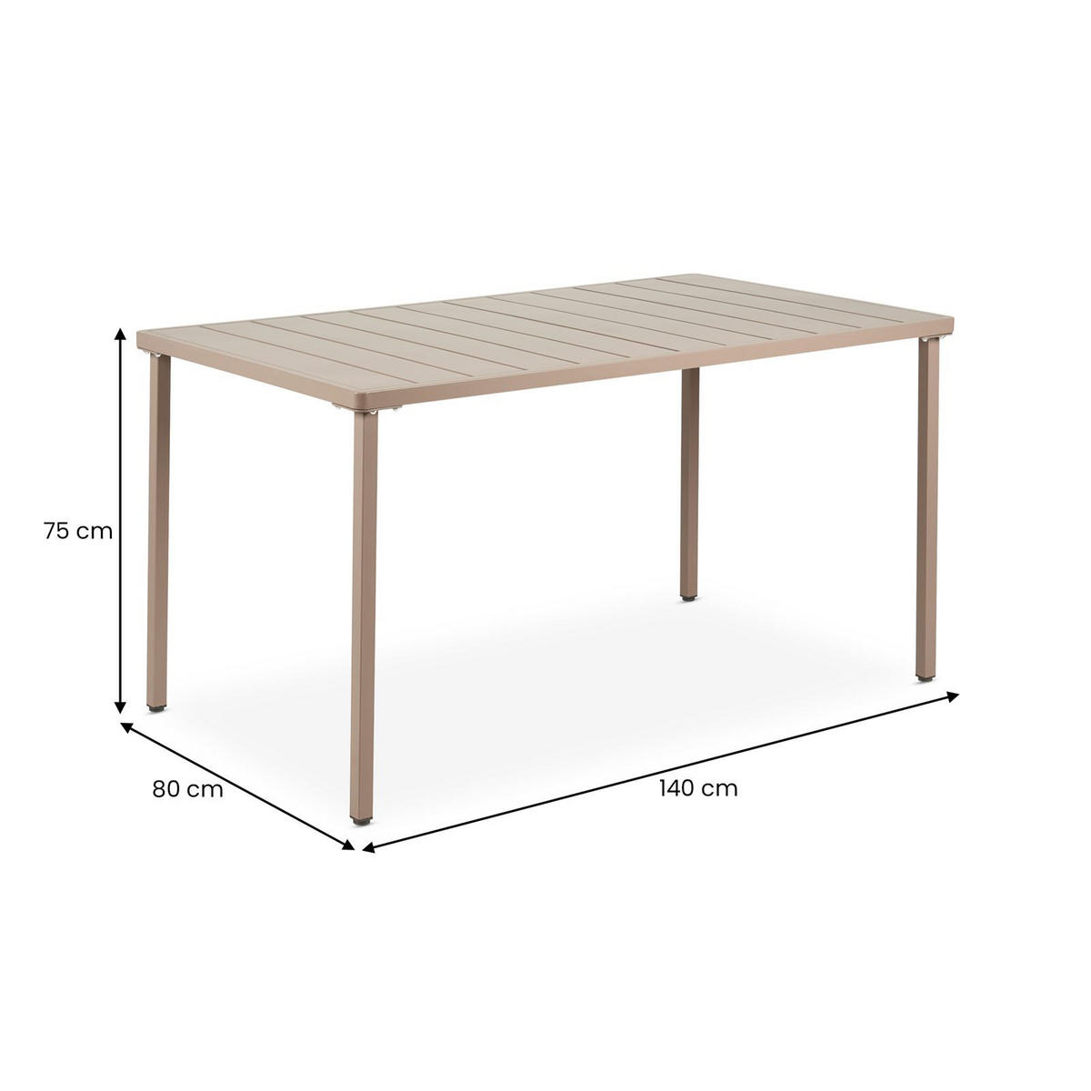 GARTENTISCH AZALEA - Champagner, Metall (80/140/75cm) - IDIMEX