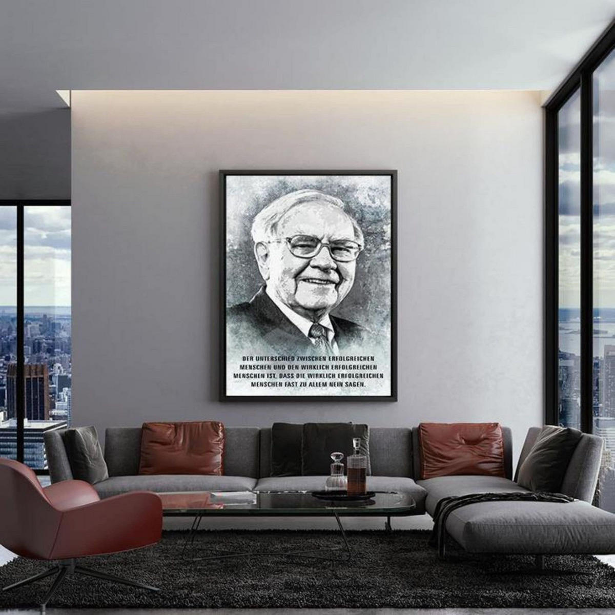 WANDBILD XXL "Erfolg bedeutet Nein zu sagen!" - 80 x 120cm - Weiß, Textil (80/120cm) - Hustling Sharks