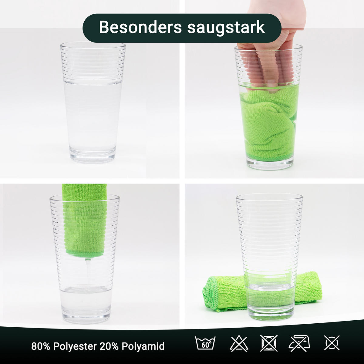 REINIGUNGSTÜCHER, 10er-Set, 40x40 cm, 80% Polyester, 20% Polyamid, Grün - Grün, Textil (40/40cm) - Zollner