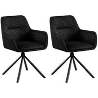 ARMLEHNENSTUHL 2er Set Stoff Schwarz - Schwarz, Textil/Metall (58/84/59cm) - CLP