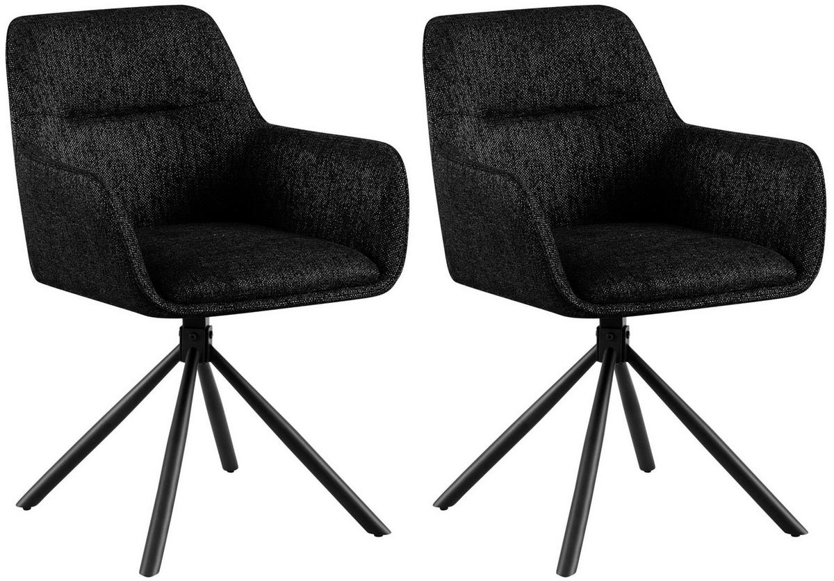 ARMLEHNENSTUHL 2er Set Stoff Schwarz - Schwarz, Textil/Metall (58/84/59cm) - CLP