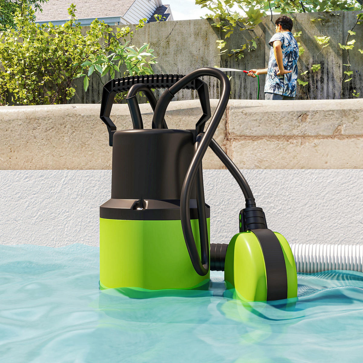 TAUCHPUMPE Kunststoff Grün - Grün, Kunststoff (14/27/16cm) - Outsunny