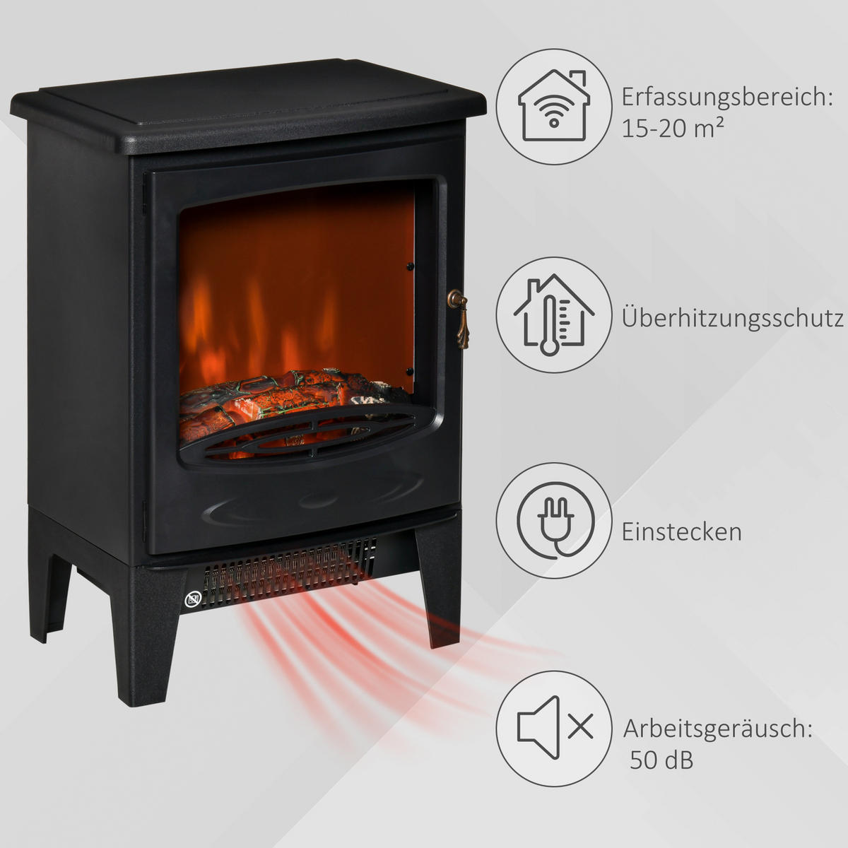 ELEKTROKAMIN Schwarz - Goldfarben/Schwarz, Kunststoff/Metall (26/54.8/39cm) - HOMCOM
