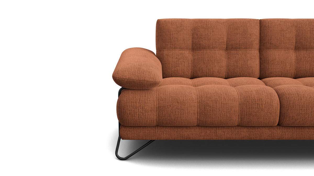 SOFA BUBBARA 2,5-Sitzer, rostrot - Schwarz/Orange, Holz/Textil (215/87/96cm) - Courtois Laville