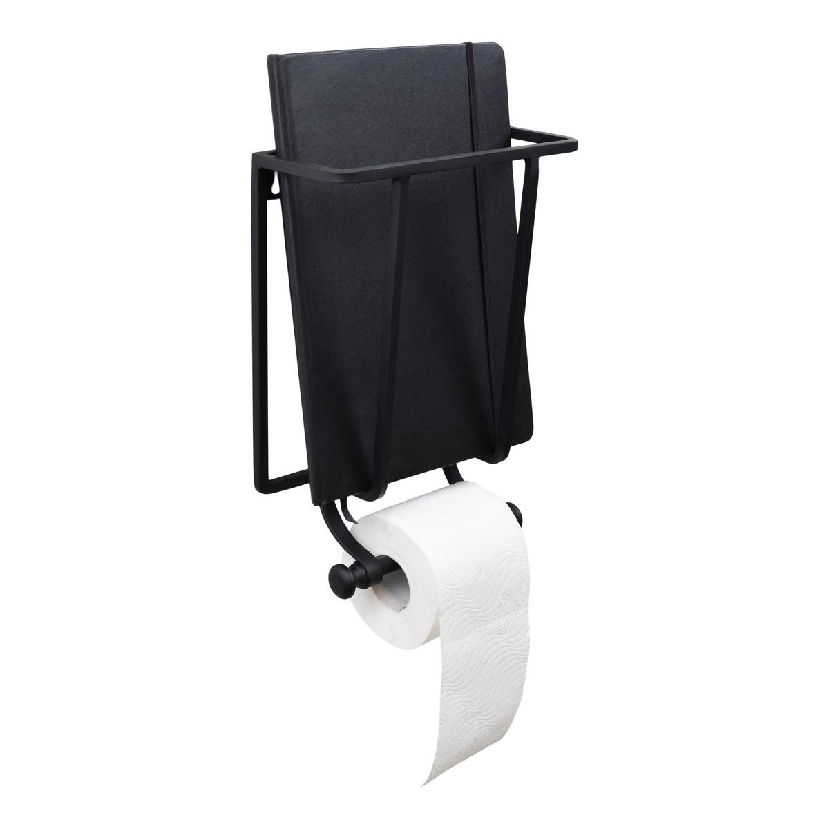 TOILETTENPAPIERHALTER Tissu Schwarz - Schwarz, Metall (23/30/9cm) - LOFT42