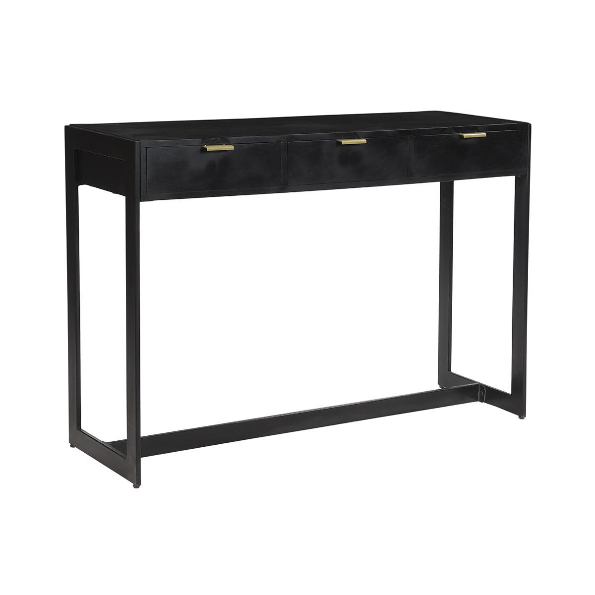 KONSOLE Schubladen Schwarz Vergoldet B115 cm AVIDAN - Dunkelbraun, Holz (115/35/76.5cm) - Miliboo
