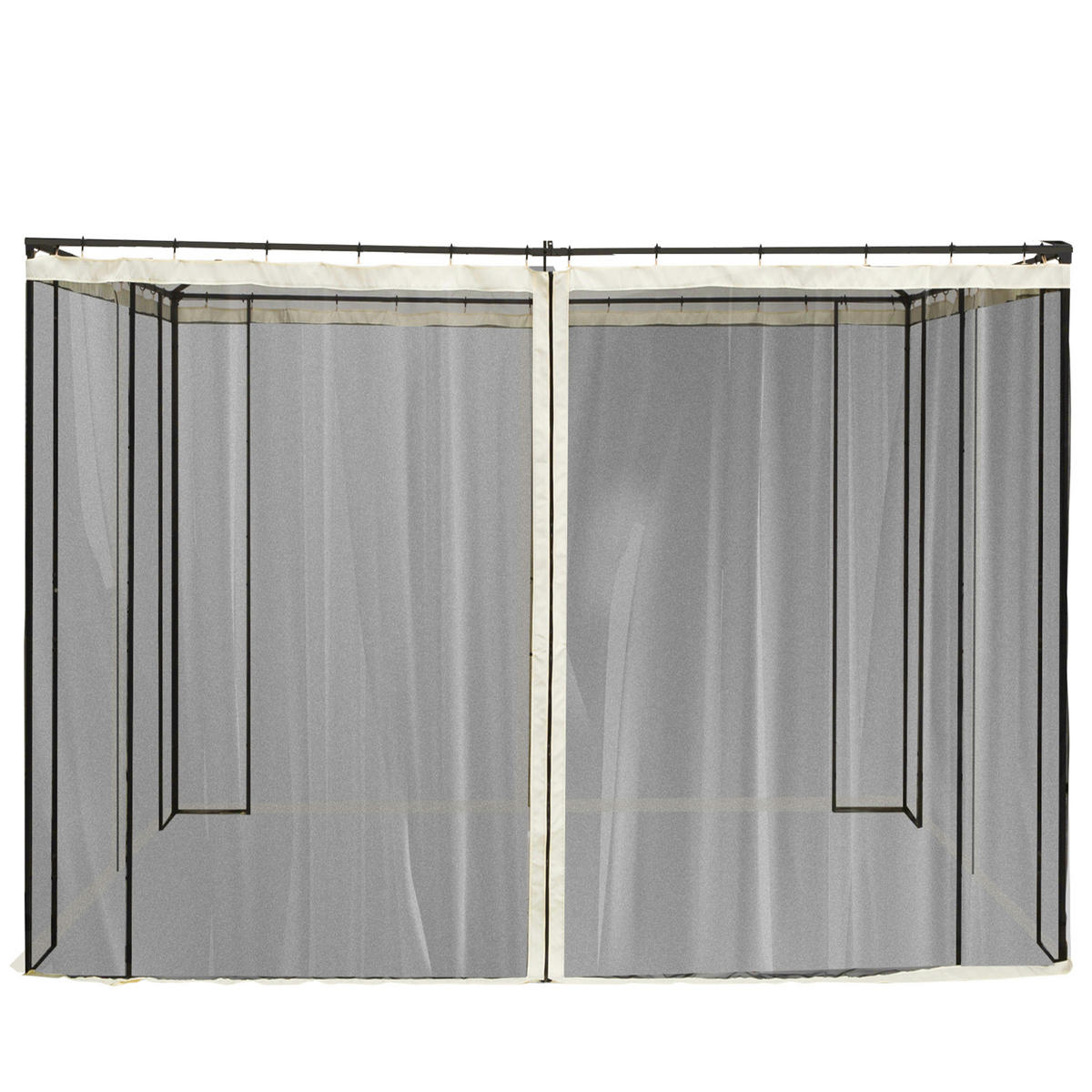 MOSKITONETZ für 3x3 Pavillon 4 Seitenteile Fliegennetz mit Haken Reißverschluss Mückennetz Insektenschutz Fliegengitter Nylon-Mesh Schwarz - Schwarz, Textil (302/1/207cm)