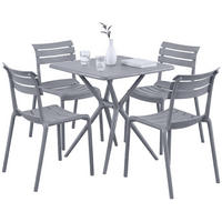 GARTENMÖBEL-SET Klara 4 Stühle 190x190x82cm Kunststoff Grau Balkonset - Grau, Kunststoff - DELUKE