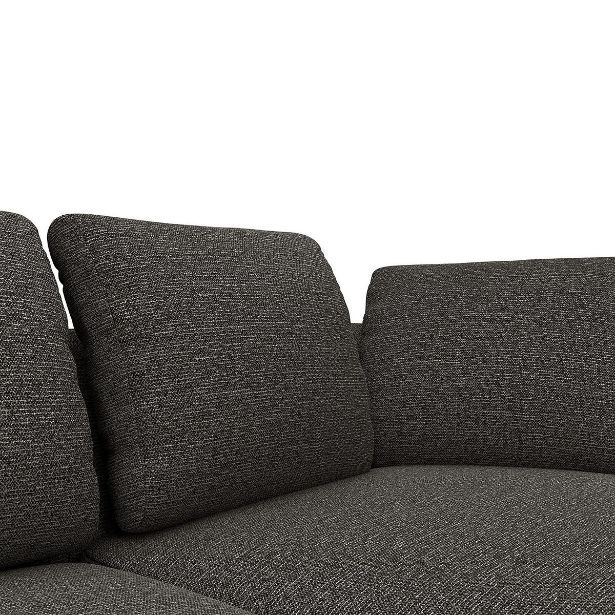 ECKSOFA mit Longchair - Anthrazit/Schwarz, Kunststoff/Textil (217/146cm) - home24