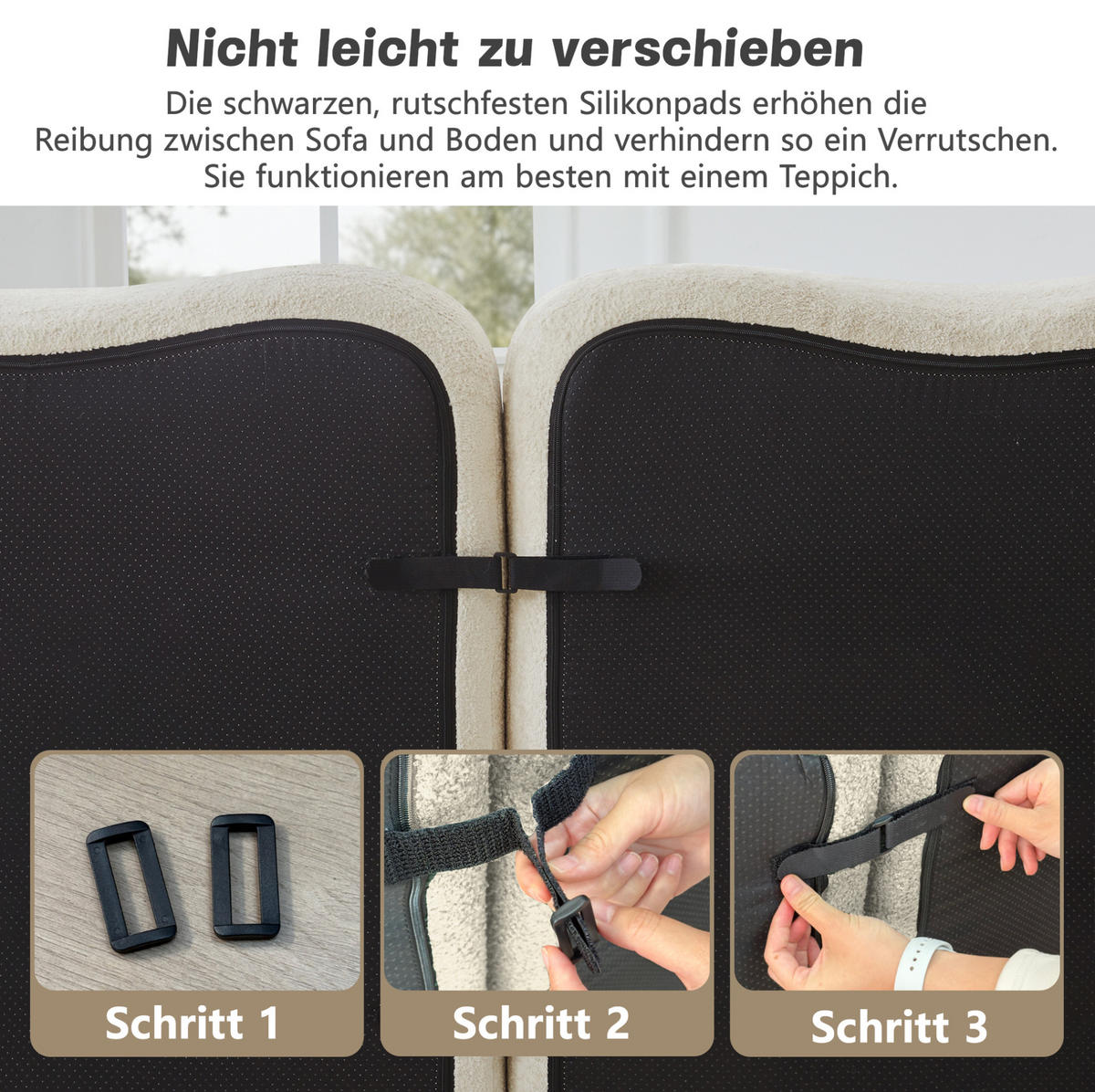 MODULARES Ecksofa ohne Montage mit Ottoman, Wellenform und Samtbezug, Beige - Beige, Textil (192/167cm) - Redom