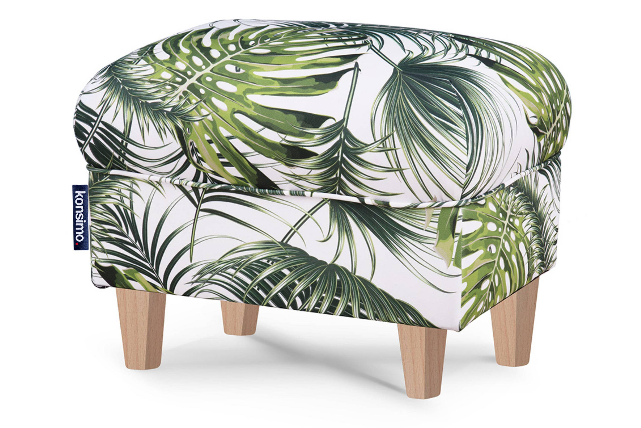 SITZHOCKER MILES Pouffe zeitloses Design und pflegeleichter Stoff, Bunt - Buchefarben/Multicolor, Holzwerkstoff/Buchenholz (55/42/40cm) - KONSIMO®